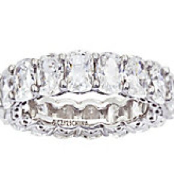 Diamonique 8.50 cttw Oval Eternity Band Ring, Platinum Clad Size 8 - Picture 3 of 4